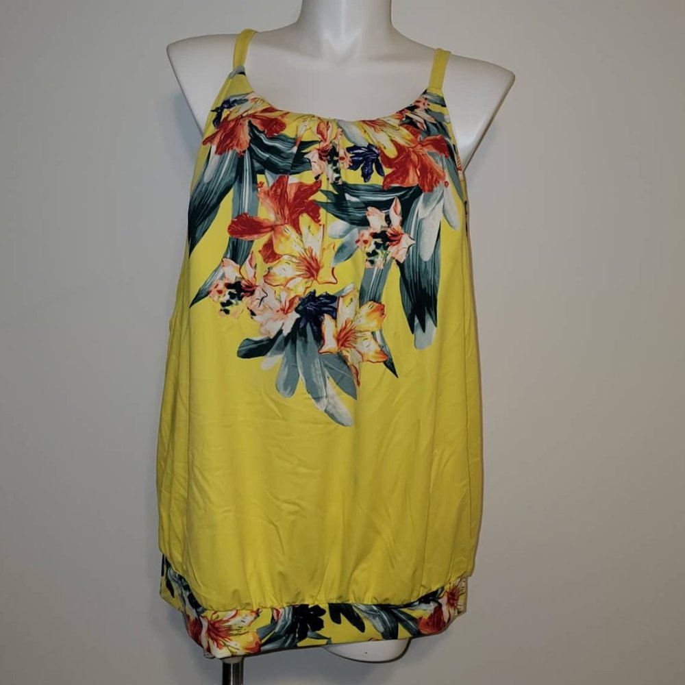 Cacique Layered Tankini Yellow Floral